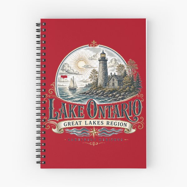 Item preview, Lake Ontario Lighthouse Sunset – Vintage Great Lakes Landscape Art designed and sold by DoReMiStudio.