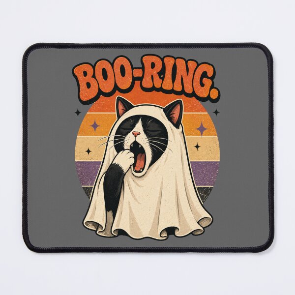 Item preview, Boo-ring Bored Ghost Cat Funny Halloween Meme designed and sold by Retro Whiskers.