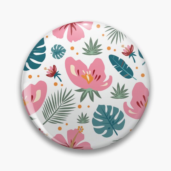 Item preview, Tropical Pink Hibiscus and Palm Leaves Seamless Pattern designed and sold by ElenMart.