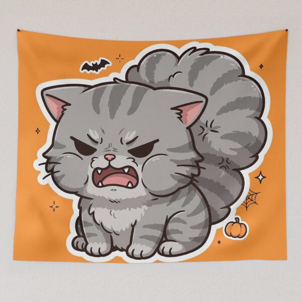 Item preview, Mean Growling Gray Tabby Cat Halloween Angry designed and sold by CMWorkshop.