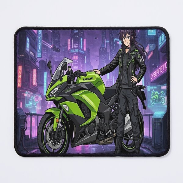 Item preview, Anime Girl & Green Sportbike – Urban Style designed and sold by JMAVILA ART.
