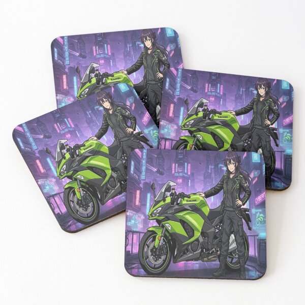 Item preview, Anime Girl & Green Sportbike – Urban Style designed and sold by JMAVILA ART.