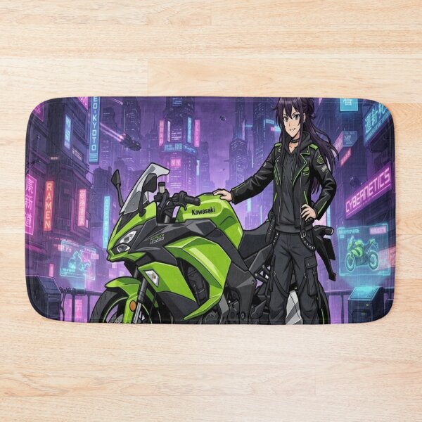 Item preview, Anime Girl & Green Sportbike – Urban Style designed and sold by JMAVILA ART.