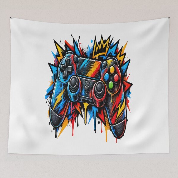 Item preview, King Of Gaming Controller Crown Graffiti Splatter Art designed and sold by shemodas.