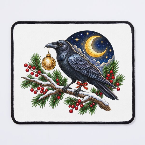 Item preview, Christmas Raven Winter Crow Moon Snow Holiday Gothic Bird designed and sold by MrDev.