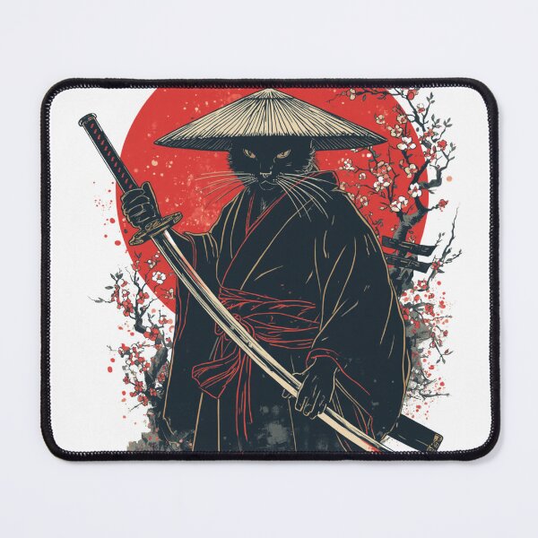 Item preview, Black Cat Samurai with Katana Japanese Art designed and sold by muhammadkhafidh.