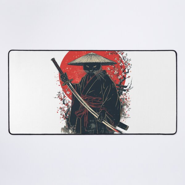 Item preview, Black Cat Samurai with Katana Japanese Art designed and sold by muhammadkhafidh.