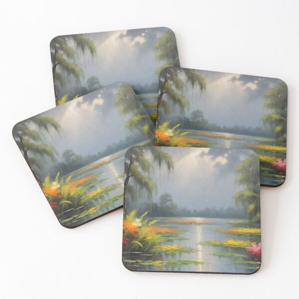 Item preview, Rainy Backwaters | Monsoon oil painting designed and sold by Prachodayat Artworks.