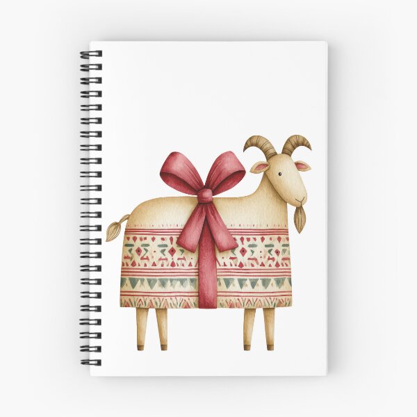 Item preview, Cute Folk Art Goat with Big Red Bow and Nordic Ornament designed and sold by VikArt7.