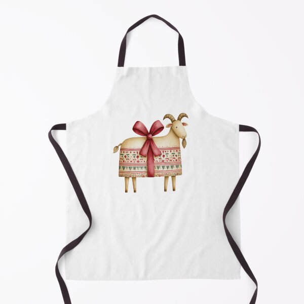 Item preview, Cute Folk Art Goat with Big Red Bow and Nordic Ornament designed and sold by VikArt7.