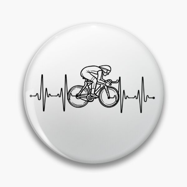 Artikelvorschau, Ein Radfahrer im Zentrum, flankiert von Herzschlaglinien, symbolisiert die Liebe und Leidenschaft für den Radsport. entworfen und verkauft von StyxIND.