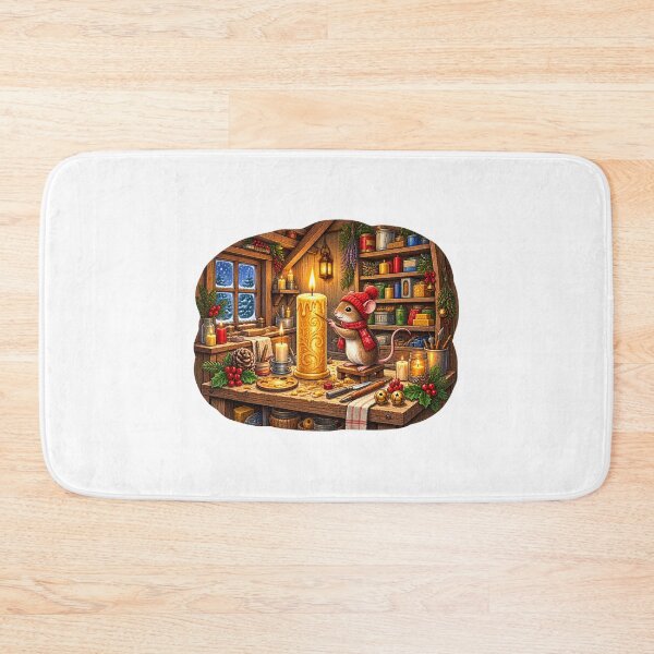 Item preview, Christmas Mouse Candle Making Winter Cottage Holiday Cozy designed and sold by MrDev.