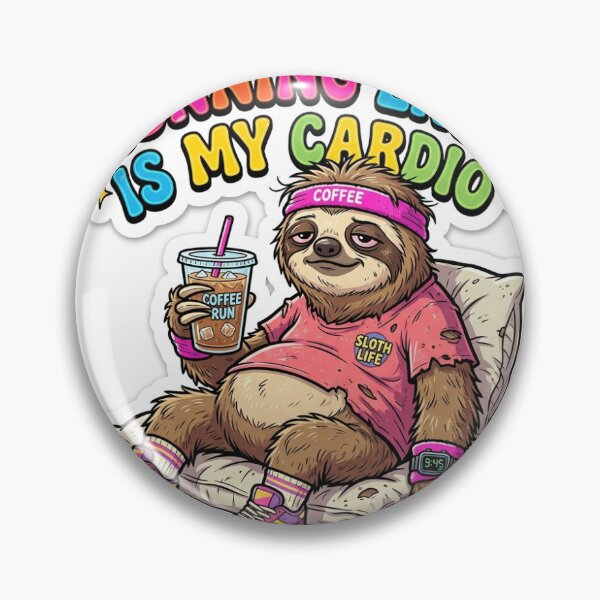Item preview, Running Late Is My Cardio Funny Sloth Workout Humor Sticker designed and sold by RetroVibe Supply.