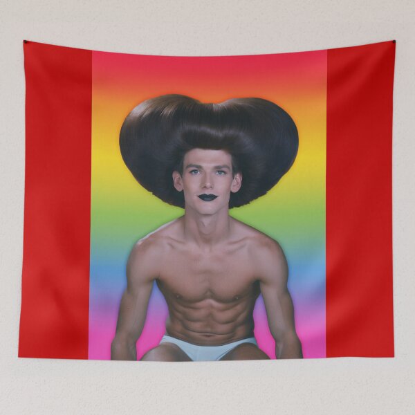 Item preview, Rainbow Glamour - Campy Heart Hair Male Portrait designed and sold by gayishdesign.