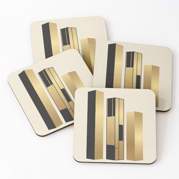 Item preview, Vertical Column Study | Minimalist Black and Gold Geometric Art designed and sold by Zaramodo.