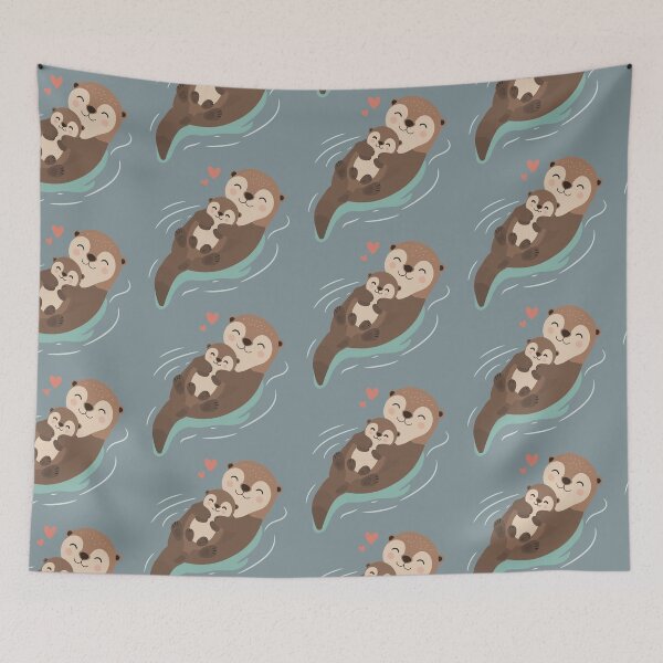 Item preview, Cute otter family pattern designed and sold by Qualali Studio.