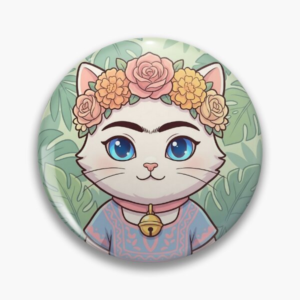 Item preview, Frida Kahlo – Floral Cat Portrait designed and sold by 1smillaundfiete.
