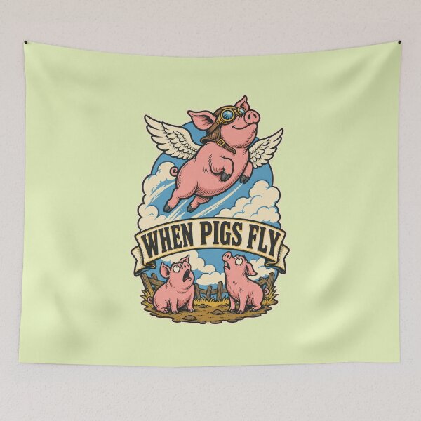 Item preview, When Pigs Fly – Aviator Flying Pig Vintage Cartoon Inspiration designed and sold by SVox.