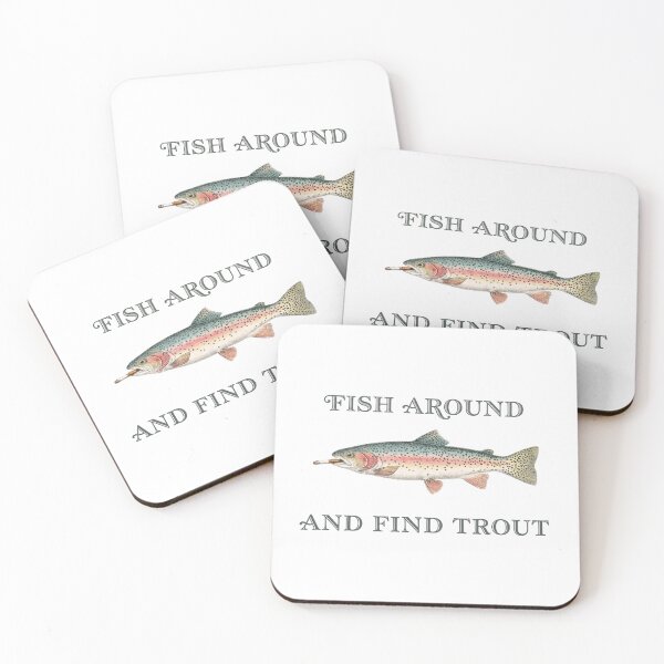 Item preview, "Fish Around And Find Trout" Vintage Smoker Rainbow Trout Art designed and sold by Shopeon Designs.