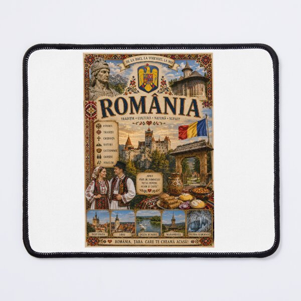 Item preview, Romania Travel Poster | Bran Castle Transylvania Sighisoara & Folk Art designed and sold by alexcorporation.