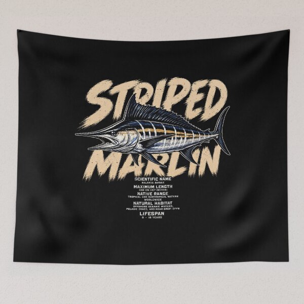 Item preview, Artistic striped marlin illustration with facts designed and sold by rafaeltto.