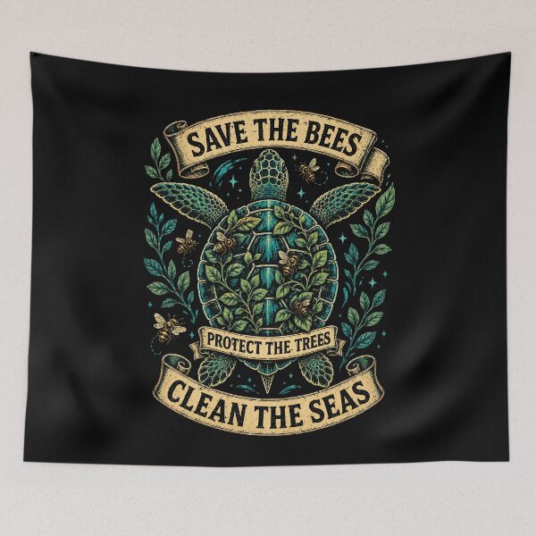 Item preview, Save the Bees and Clean the Seas Turtle Design designed and sold by rafaeltto.