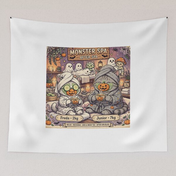Item preview, Freda and Junior Monster Spa After Spa Kawaii Halloween Cats Relax designed and sold by MAISON SYLVIE.