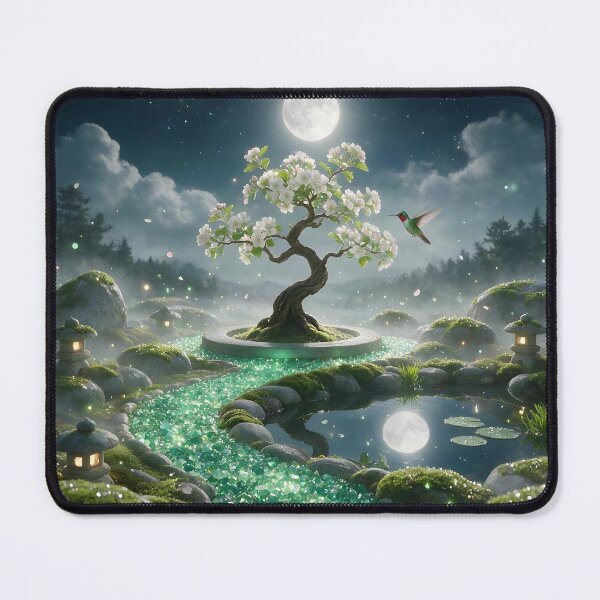 Item preview, May Emerald Zen Garden – Hummingbird Moon Crystal Art designed and sold by Roanemermaid.