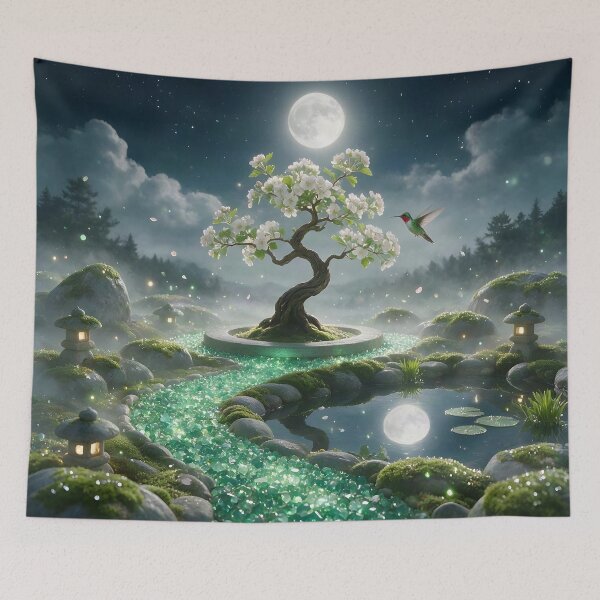 Item preview, May Emerald Zen Garden – Hummingbird Moon Crystal Art designed and sold by Roanemermaid.