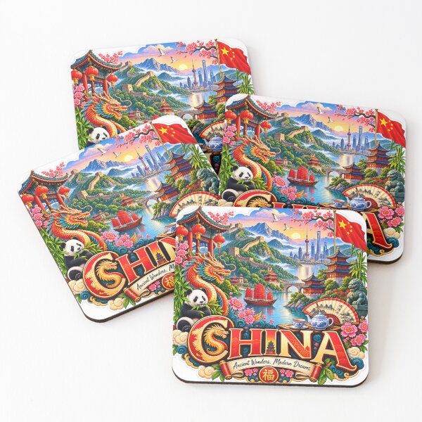 Item preview, China Travel Sticker | Great Wall Red Dragon Panda & Shanghai Sky Art designed and sold by alexcorporation.