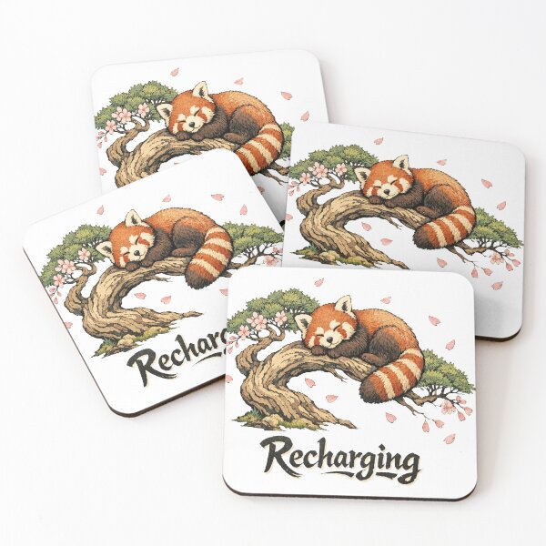 Item preview, Recharging Sleeping Red Panda Cherry Blossom designed and sold by Art JSMY.