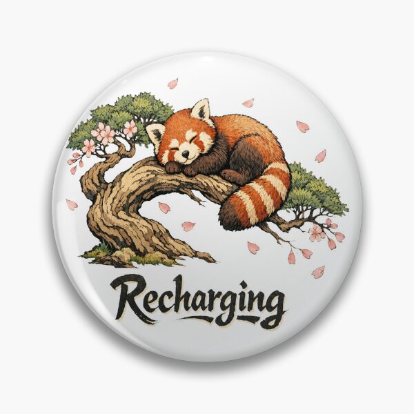 Item preview, Recharging Sleeping Red Panda Cherry Blossom designed and sold by Art JSMY.