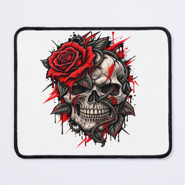 Item preview, Gothic Red Rose Skull Dripping Blood Tattoo Art designed and sold by shemodas.