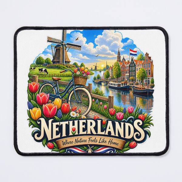 Item preview, Netherlands Tulips & Windmill Die-Cut | Floral Dutch Countryside Badge designed and sold by alexcorporation.