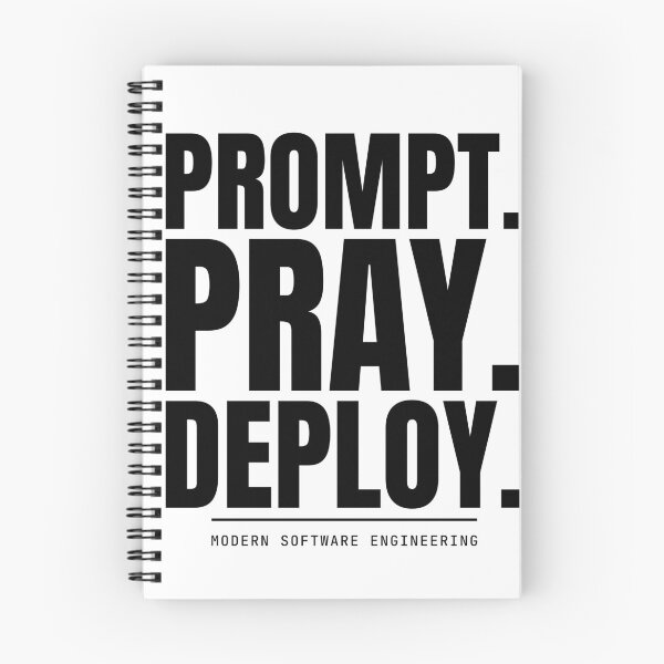 Item preview, Prompt Pray Deploy - Funny AI Software Engineer Typography designed and sold by MarijasCrafts.