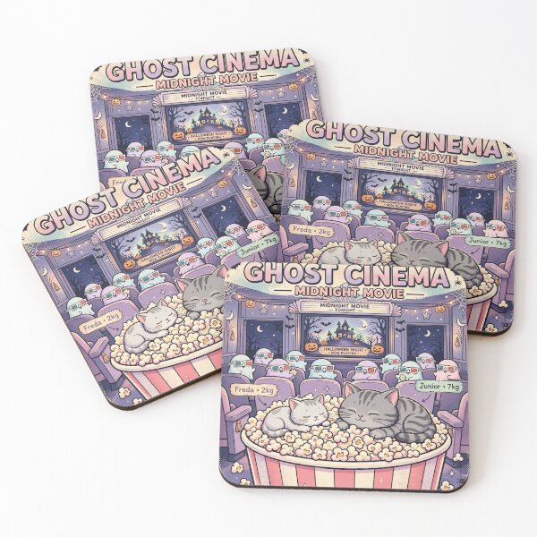 Item preview, Freda and Junior Ghost Cinema Midnight Movie Kawaii Halloween Cats Popcorn designed and sold by MAISON SYLVIE.