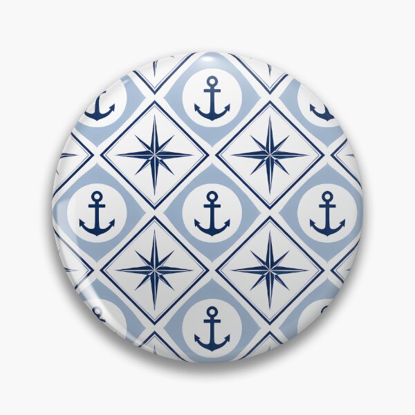 Item preview, Nautical Compass Rose Anchor Pattern Coastal Print designed and sold by oceanys.