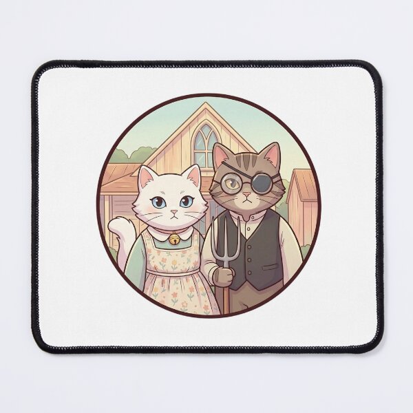 Item preview, Smilla & Fiete in American Gothic – Cat Art Parody designed and sold by 1smillaundfiete.