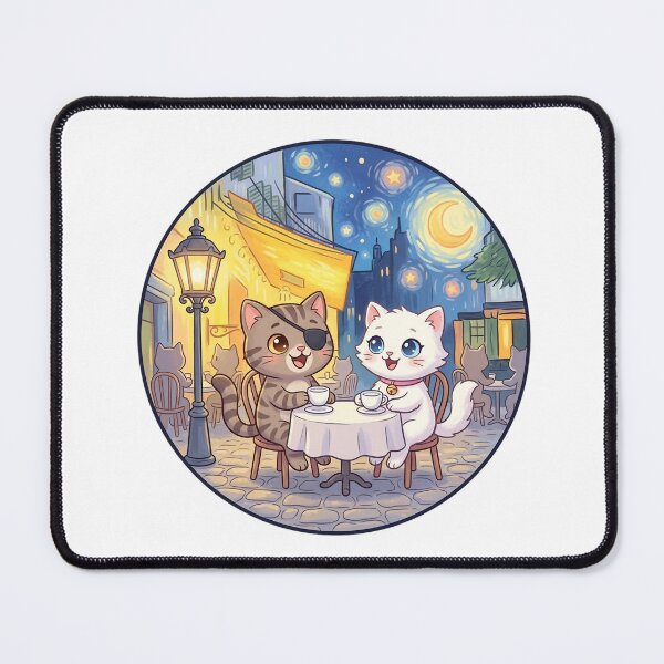 Item preview, Smilla & Fiete under Starry Night – Cat Café Art designed and sold by 1smillaundfiete.