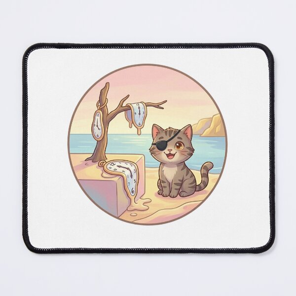 Item preview, Cat in Dalí’s Melting Clocks – Surreal Cat Art designed and sold by 1smillaundfiete.