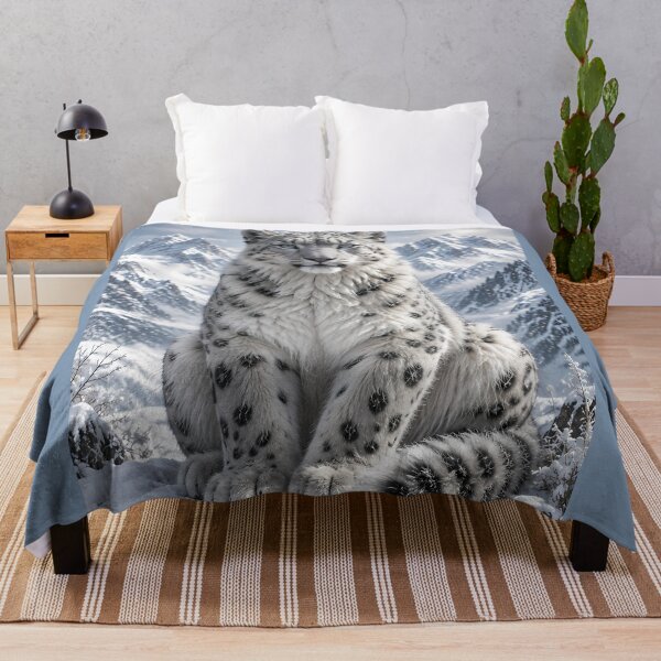 Item preview, Snow Leopard in Himalayan Mountains – Majestic Soft Fur Wildlife Art designed and sold by ManJiangHong.