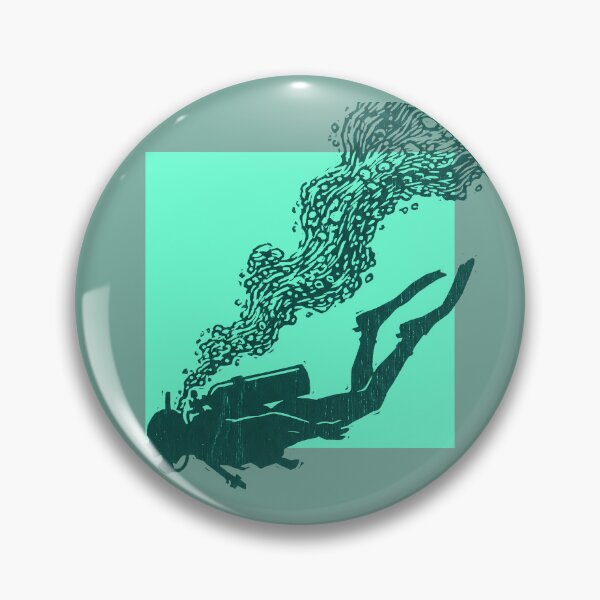 Item preview, Scuba Diver Deep Sea Underwater Bubbles Woodcut Linocut Art designed and sold by KiwiRider.