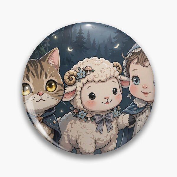Item preview, Halloween Forest Friends Tabby Cat Lamb Baby Witch designed and sold by CMWorkshop.