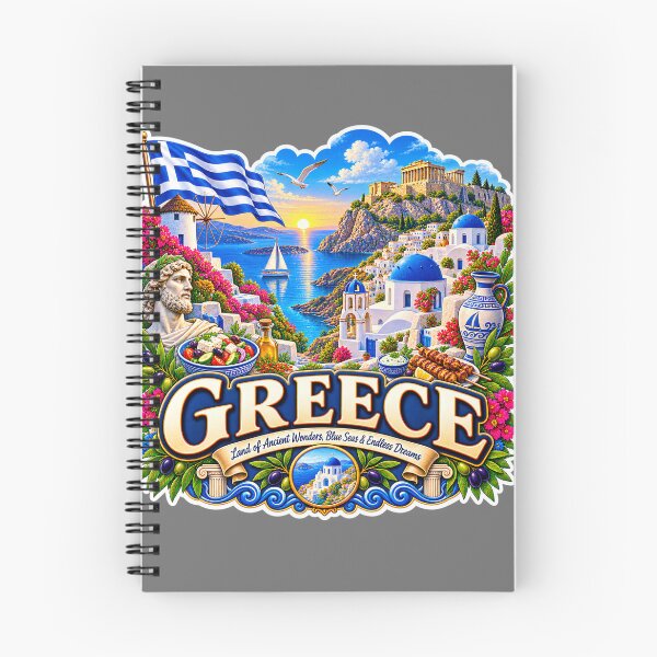 Item preview, Greece Travel Sticker | Santorini Windmill Acropolis Souvlaki & Blue Sea designed and sold by alexcorporation.