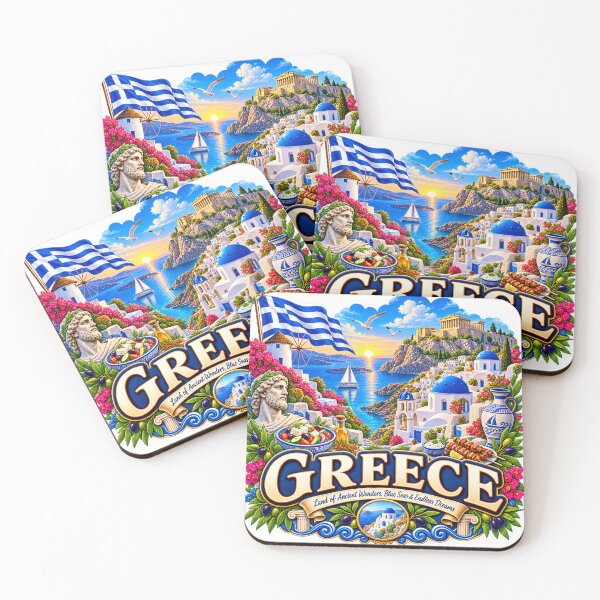 Item preview, Greece Travel Sticker | Santorini Windmill Acropolis Souvlaki & Blue Sea designed and sold by alexcorporation.