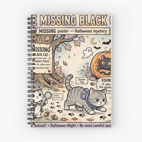 Item preview, Freda and Junior Missing Black Cat Case Solved Kawaii Halloween Detective designed and sold by MAISON SYLVIE.