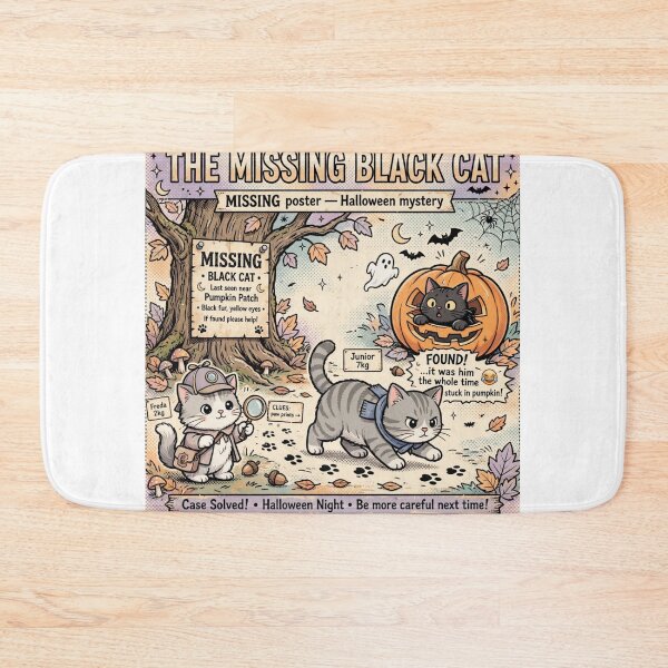 Artikelvorschau, Freda and Junior Missing Black Cat Case Solved Kawaii Halloween Detective entworfen und verkauft von MAISON SYLVIE.