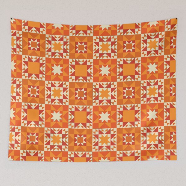 Item preview, Sunburst Patchwork Quilt in Tonal Pumpkin Orange designed and sold by YesterdayColl.