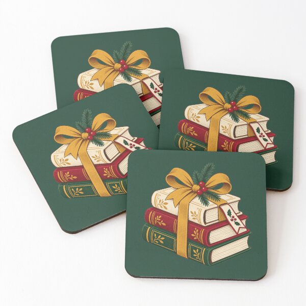Item preview, Christmas Book Lover Gift – Festive Stack of Books designed and sold by astersgraphics.