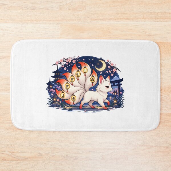 Item preview, Kitsune Fox Cherry Blossom Japanese Lantern Moon Night designed and sold by MrDev.